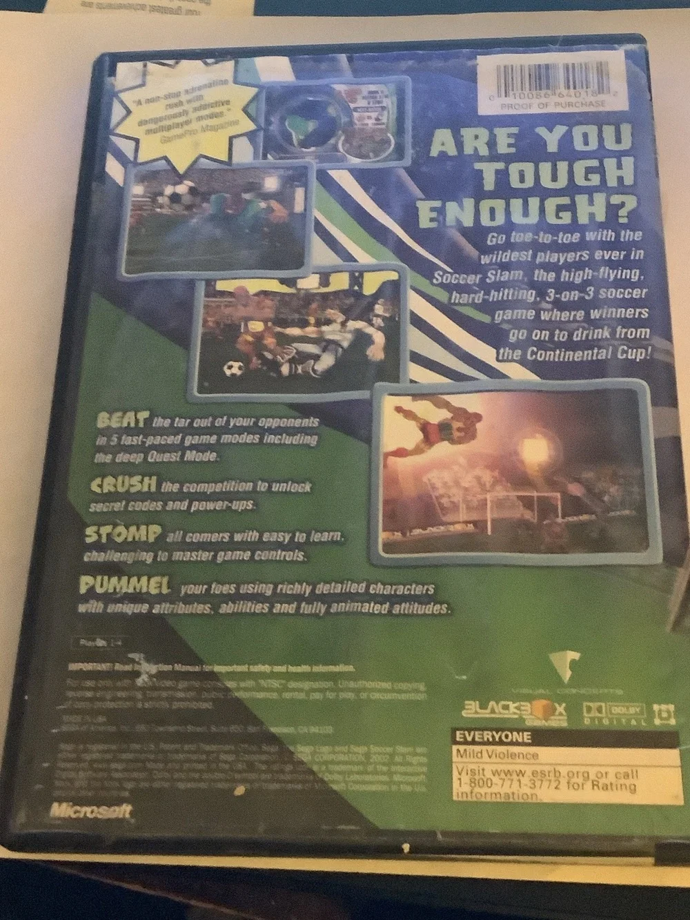 Microsoft Xbox Soccer Slam Video Game - Blue Case